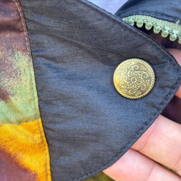 River Edge Sport 90s Windbreaker Jacket 1X Colorblock Black Multicolor Abstract - Picture 5 of 7